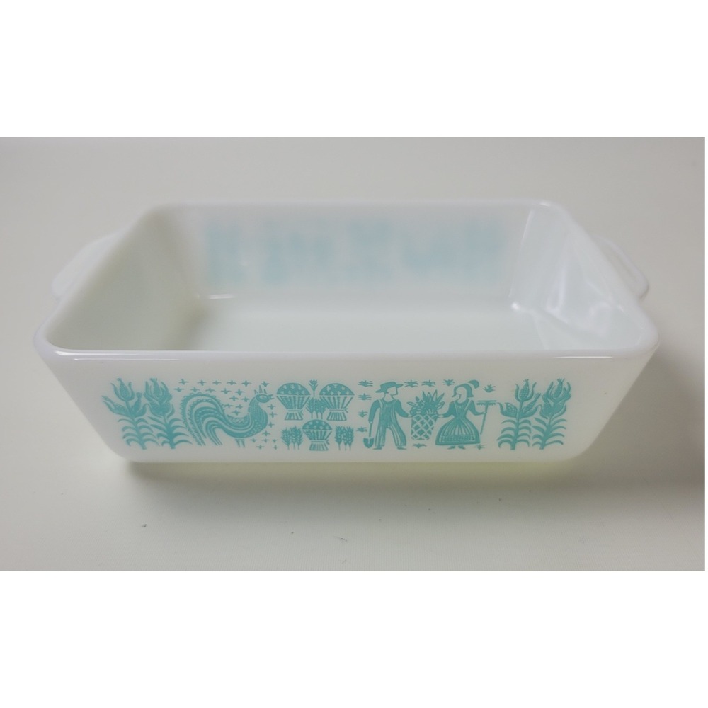Vintage Pyrex Butterprint 0503 Turquoise White 1.5 Qt Dish USA